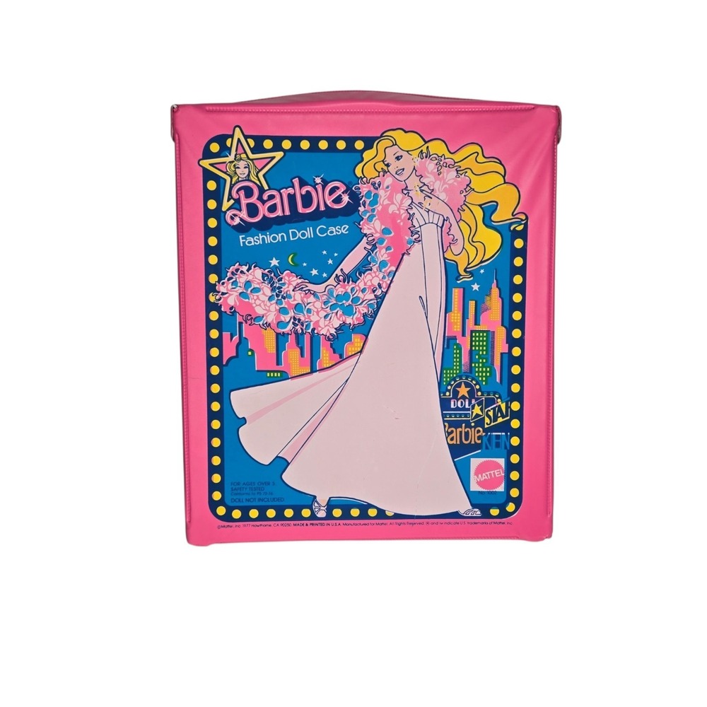 Vintage 1977 Barbie Fashion Doll Case Pink Mattel #1002 Disco Era Storage Carry